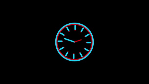 12小时钟的时钟4K视频3D时钟动画黑色背景 M_45 — 图库视频影像