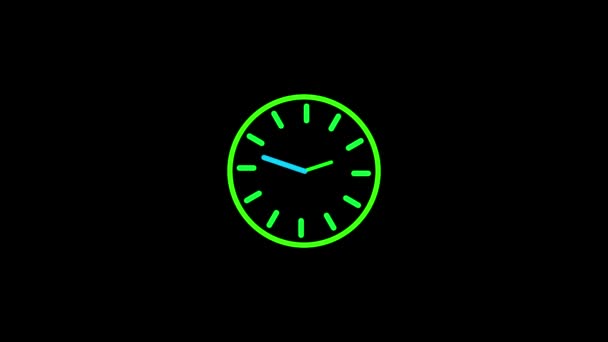 Clock Hour Clock Video Clock Animation Black Background M_46 — Stock Video