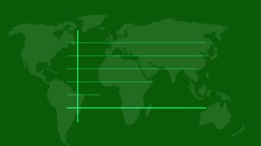 Yeşil arka planda ticari başarı grafiği gösteren animasyon yıllık iş grafiği. m_137