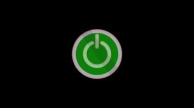 Siyah arka planda yeşil renkli bir güç simgesi parlıyor. Enerji başlangıcını ve teknolojisini sembolize ediyor.