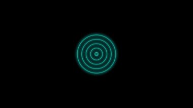 Renkli eşmerkezli çemberlerle canlandırılmış soyut siyah arkaplan optik bir illüzyon etkisi yaratıyor.