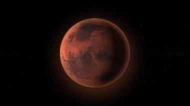Mars 'ın dönen gezegeni karanlıkta. Mars' ın doğuşu karanlıkta izole edilir. Mars gezegeninin ön görüntüsü. m_411