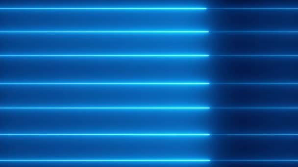 Néon Lumière Horizontale Ligne Fond Boucles Bleu Coloré Lignes Lumineuses — Video