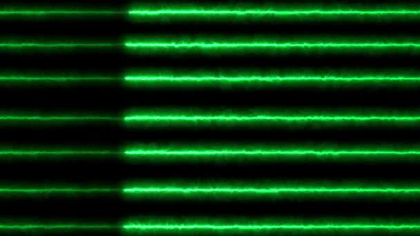 Neonlicht Horizontal Linienhintergrund Loops Grün Gefärbte Helle Linien Hintergrund M_149 — Stockvideo