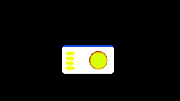 Мінімалістична Ілюстрація Жовтого Синього Радіо Значка Анімованими Чорному Тлі — стокове відео