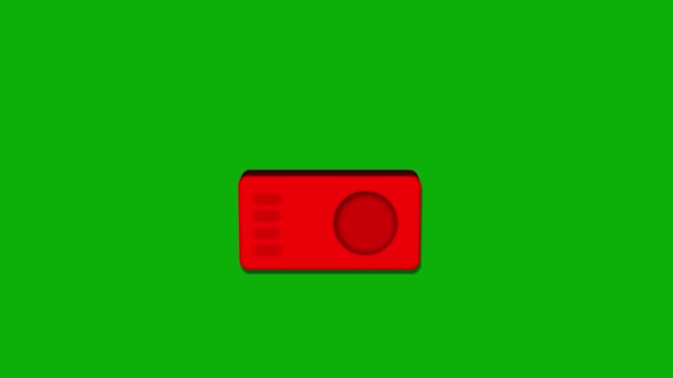 Червоний Старовинний Значок Радіо Анімований Яскраво Зеленому Фоні — стокове відео