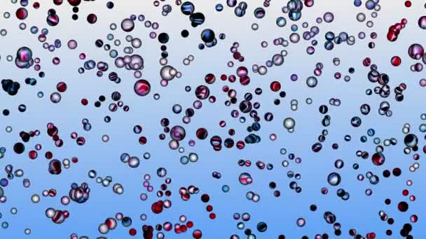 Абстрактний Фон Різнокольорових Бульбашок Плаває Анімованим Синім Градієнтним Фоном — стокове відео