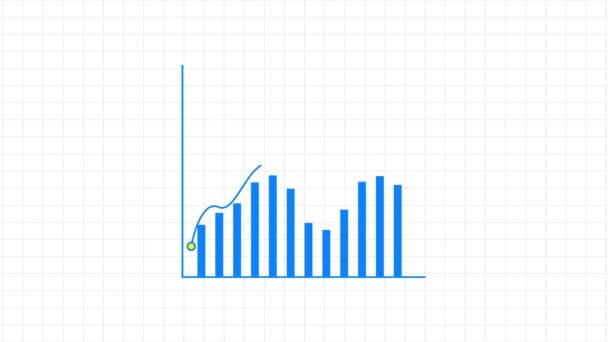 Niebieski Wykres Słupkowy Tle Siatki Animowane Przedstawiające Analizę Danych Lub — Wideo stockowe