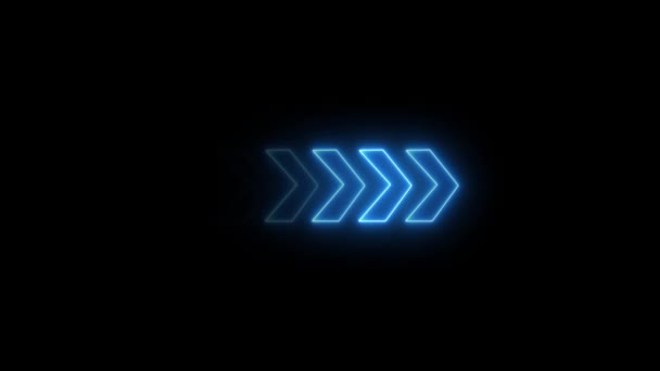 Animazione Video Astratta Frecce Neon Incandescenti Blu Sfondo Nero M_285 — Video Stock