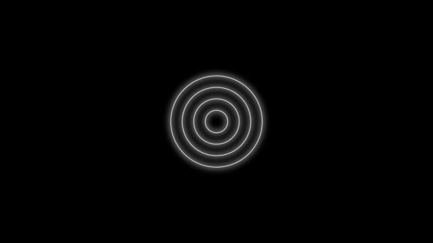 白い濃度の円でアニメーションされた抽象的な黒い背景が光学錯覚効果を生み出します — ストック動画