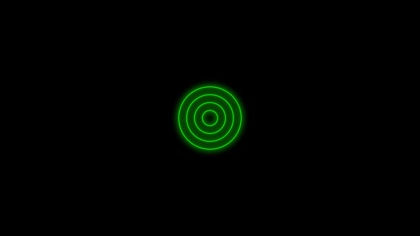 带有绿色同心圆的抽象黑色背景动画 产生光学错觉效果 — 图库视频影像