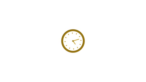白い背景にアニメーション化されたシンプルな金の壁時計 — ストック動画