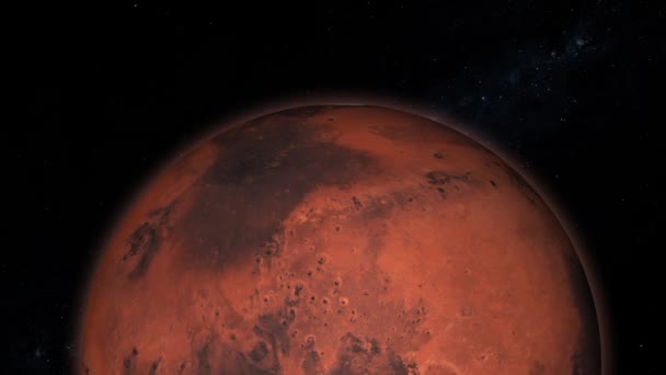Composite Planète Mars Écran Tournant Droite Moitié Éclairée Avec Fond — Video