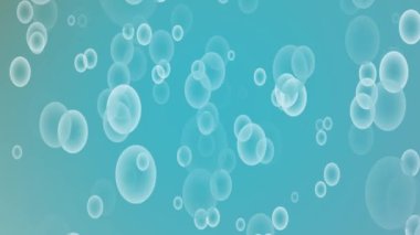 Soyut mavi arkaplan çeşitli beyaz daireler ve yarı daireler ile canlandırılarak minimalist bir desen oluşturulur.