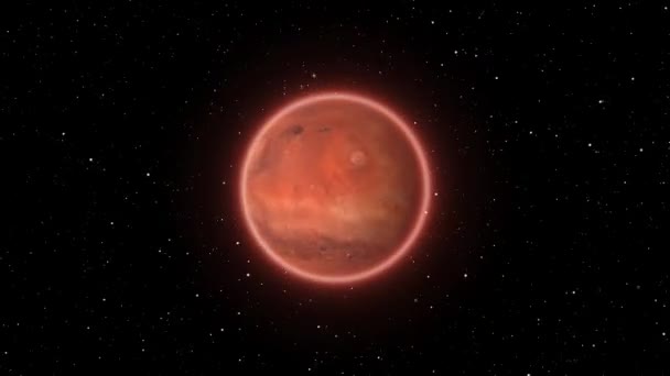Animated Digital Ilustrasi Bersinar Mars Terhadap Langit Berbintang Menyoroti Warna — Stok Video