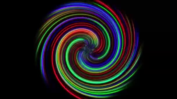 Espirales Luz Neón Azul Verde Abstractos Animados Sobre Fondo Negro — Vídeo de stock