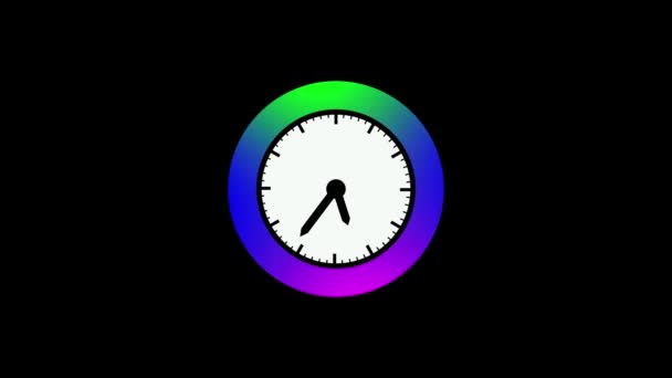 白い背景にアニメーションされたカラフルな時計アイコン — ストック動画