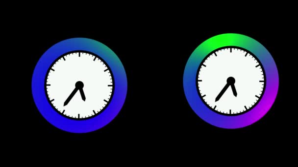 Ícone Colorido Dois Relógios Animado Fundo Branco — Vídeo de Stock