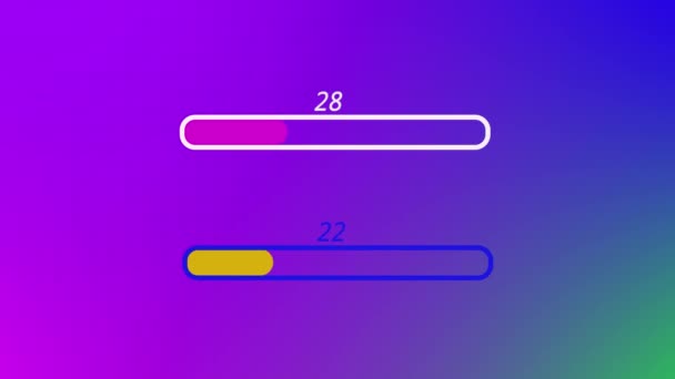 Abstract Gradient Background Two Progress Bar Colorful Icon Pink Blue — Stock Video