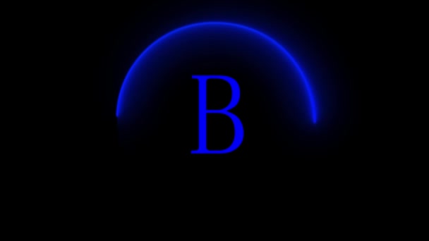 Lettera Neon Blu Con Una Forma Mezzaluna Luminosa Animata Uno — Video Stock