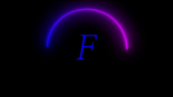 Абстрактная Неоновая Буква Перламутровым Фиолетовым Полумесяцем Черном Фоне — стоковое видео