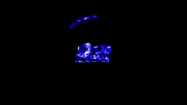 Абстрактный Голубой Неоновый Свет Оживляет Черном Фоне — стоковое видео