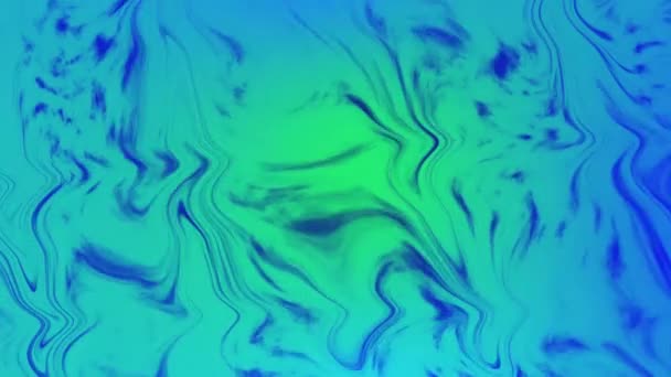 壁紙やグラフィックデザインに適した流体 マーブルパターンで青と緑の色でアニメーションされた抽象的な波の背景 — ストック動画