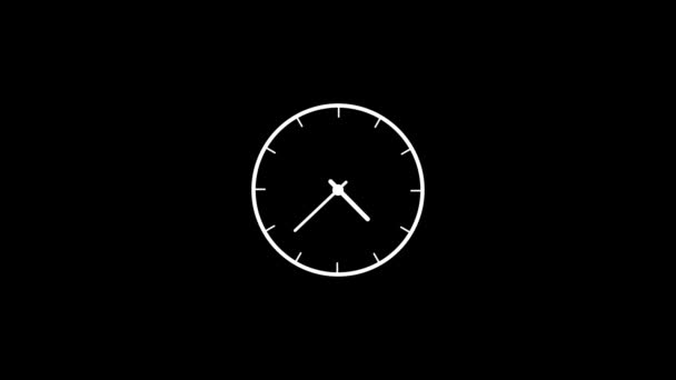 Relógio Minimalista Branco Animado Fundo Preto — Vídeo de Stock