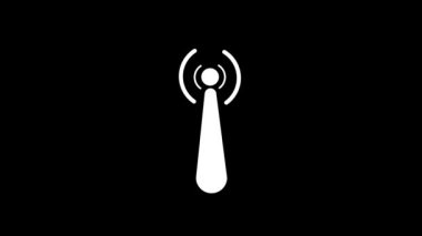 Dijital teknoloji kuleyi anten radyo dalgası animasyon arkaplanına bağlıyor.