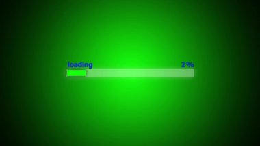 Dijital teknoloji neon soyut canlandırılmış yeşil arkaplan üzerine yükleme çubuğu