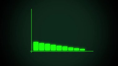Grafik simgesinden düşen animasyon iş kaybı, yüksek teknoloji stili parıldayan hareket grafikleri.