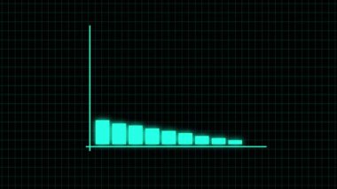 Grafik simgesinden düşen animasyon iş kaybı, yüksek teknoloji stili parıldayan hareket grafikleri.