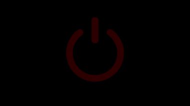 Kırmızı renk güç düğmesi siyah arkaplanda açılıp kapanıyor.