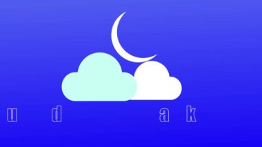 Bayram mübareği hareketli grafik konsepti kutluyor. Selamlar. Bulutlu Mübarek bayramı..