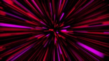 Canlandırılmış kırmızı renkli optik fiber ışınları hızla hareket grafikleri çalıştırır