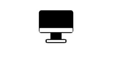 Yeşil ekranlı minimalist bilgisayar monitörü beyaz arkaplanda 4k animasyonu.