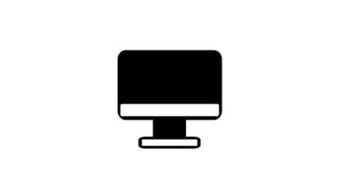 Minimalist bilgisayar monitörü ve beyaz arka planda ekran TV animasyonu.