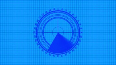 Geometrik desenli ve dairesel grafik elementli animasyon mavi plan arkaplanı.