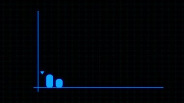 Koyu şebeke arka planında yükselen eğilim ile mavi parlayan çubuk grafiği.