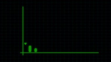 Koyu şebeke arka planında yükselen eğilim ile yeşil parlayan çubuk grafiği.