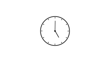 Beyaz arkaplanda zaman canlandırmalı tasarımı gösteren basit bir saat çizimi.