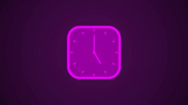 Renkli bir arkaplanda neon mor saat canlandırması.