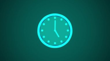Koyu mavi arkaplanda neon saat simgesi canlandırıldı.