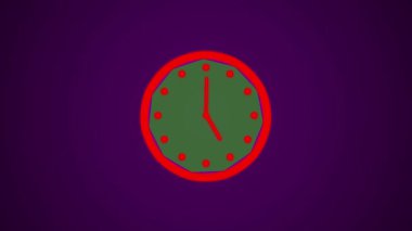 Renkli bir arkaplanda neon kırmızı yeşil saat canlandırıldı.