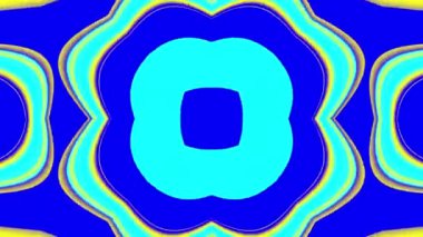 Simetrik geometrik desenli ve neon aksanlı soyut mavi arkaplan.