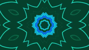 Mavi neon çizgileri ve geometrik şekilleri olan soyut dijital sanat koyu bir arkaplanda canlandırıldı.