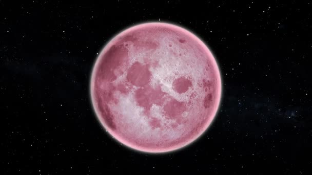 满月明亮的红色抽象行星 星空运动图形背景 — 图库视频影像
