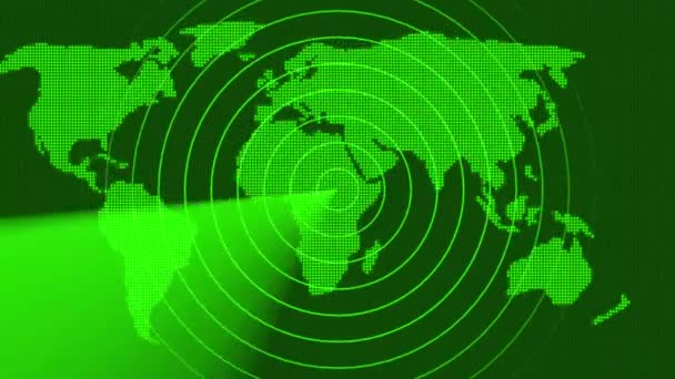 Skanowanie Radaru Mapie Świata Dowiedzieć Się Różnych Informacji Tło Animacji — Wideo stockowe