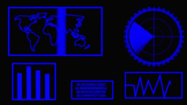Технология Сканирования Устройства Мира Карта Различных Найти Информацию Анимации Фон — стоковое видео
