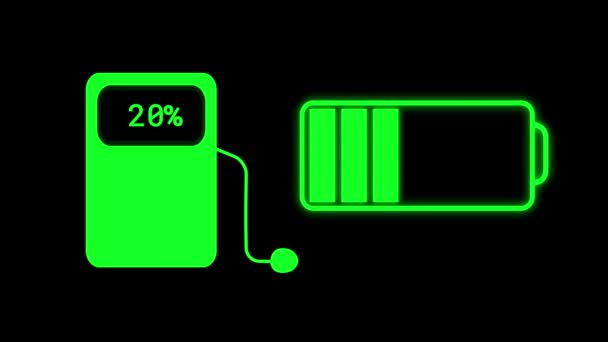 Digital Technology Animated Battery Charging System Motion Graphics — Stock video